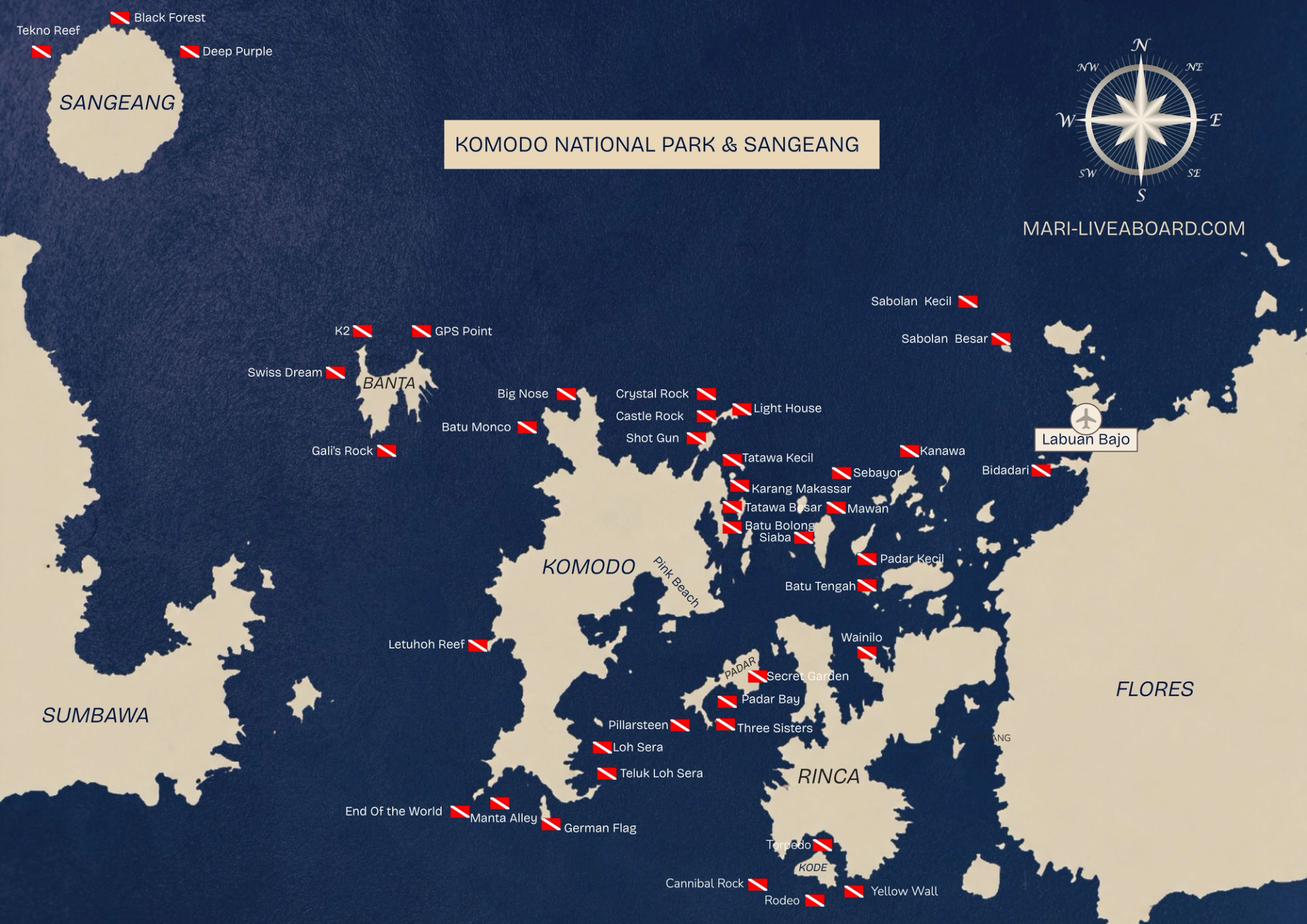 Komodo National Park Dive Sites Map