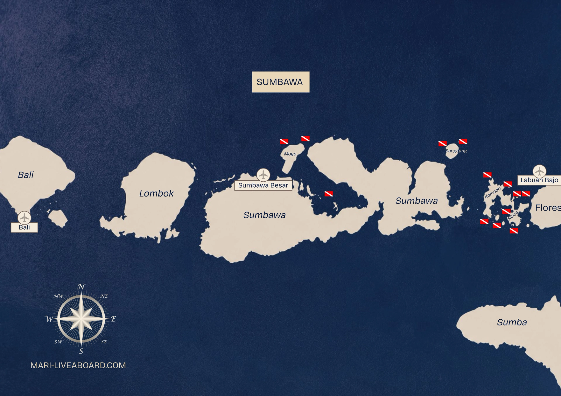 Sumbawa Dive Sites Map