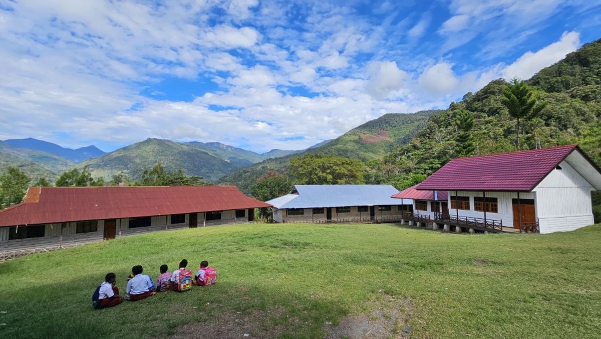 Een school in de hooglanden van Papua