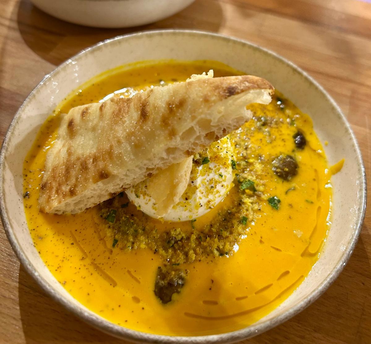 Burrata à la truffe, potimarron rôti