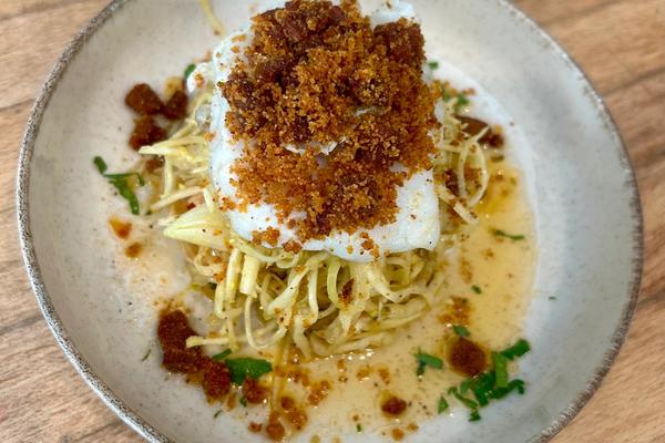 Dos de cabillaud, crumble de chorizo