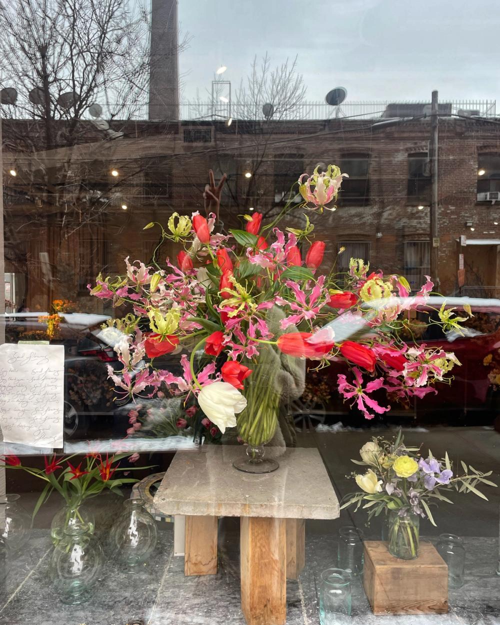 Fox Fodder Flowers store window — 45 south street, Brooklyn, NY