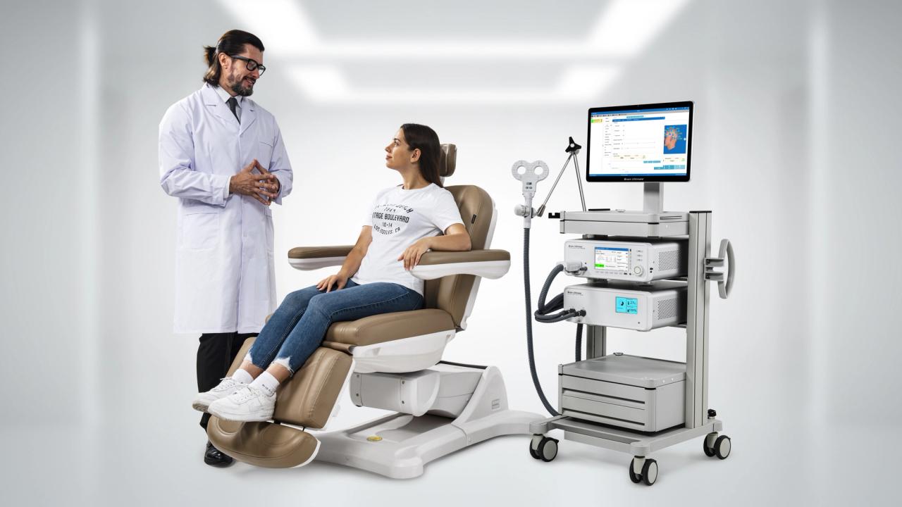 Poltrona paziente per la stimolazione TMS