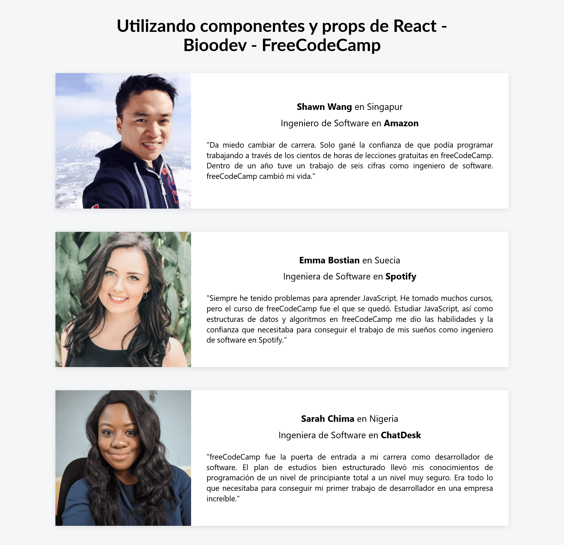 Cover Image for React freecodecamp testimonios