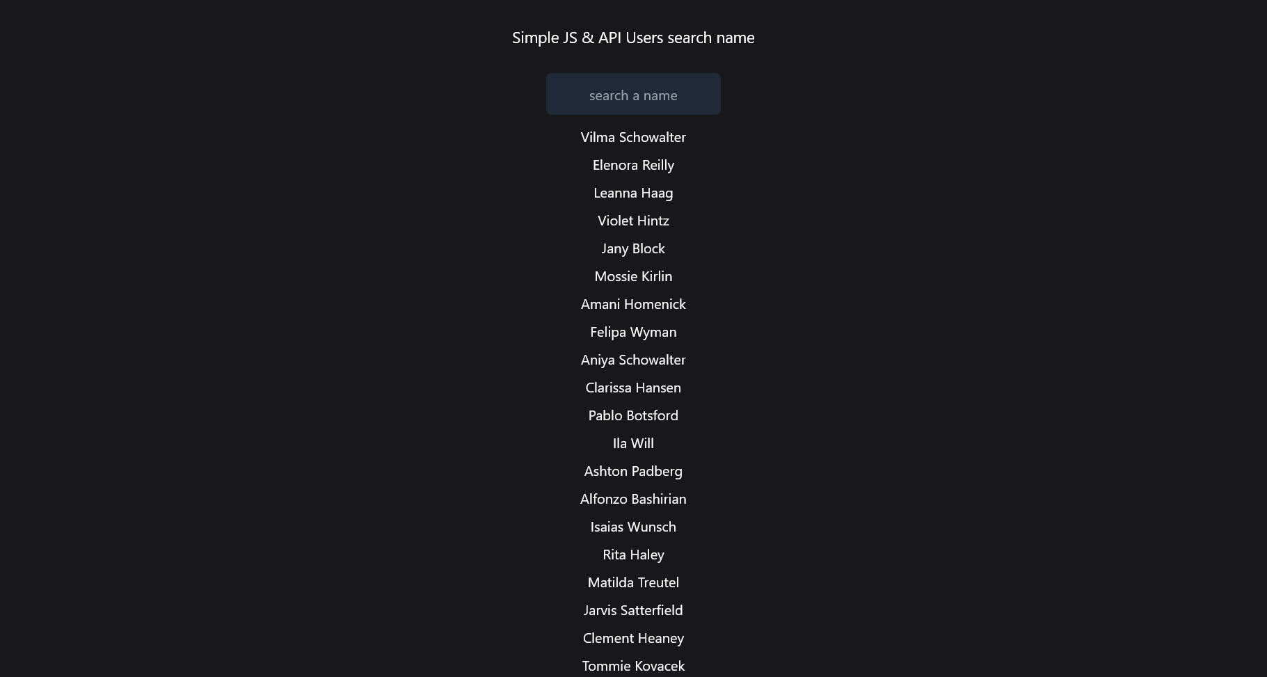 Cover Image for JS API Name search