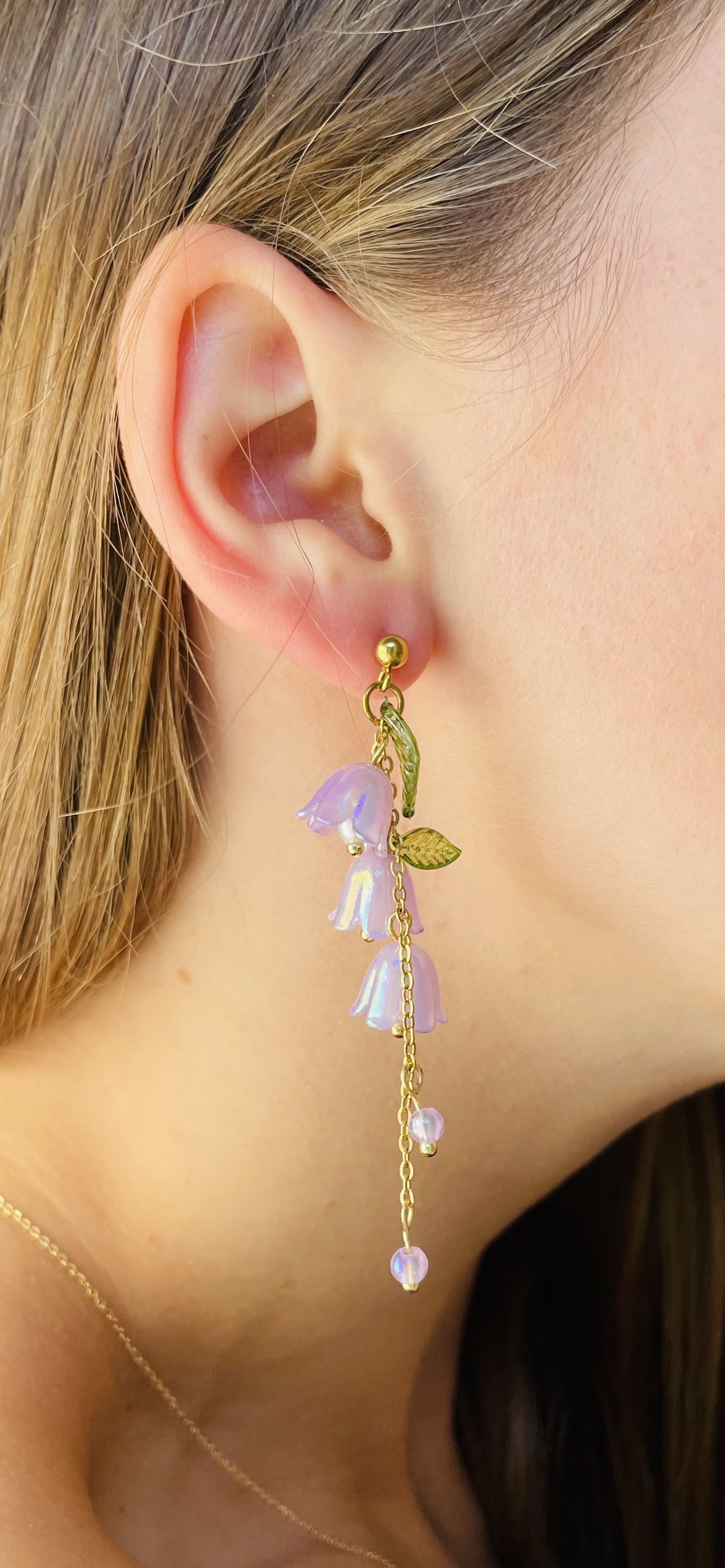 Garden fairy oorbellen paars - goud