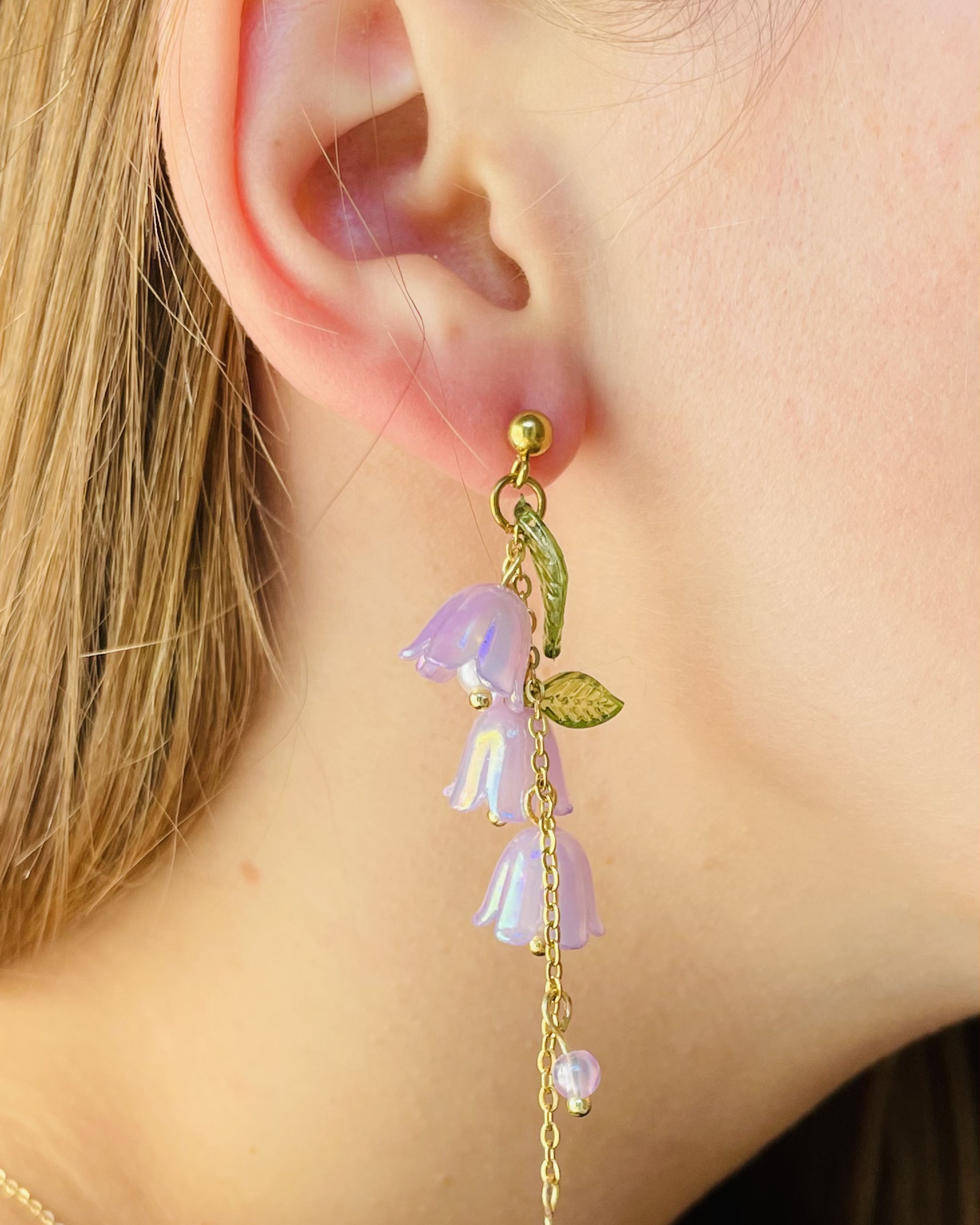 Garden fairy oorbellen paars - goud