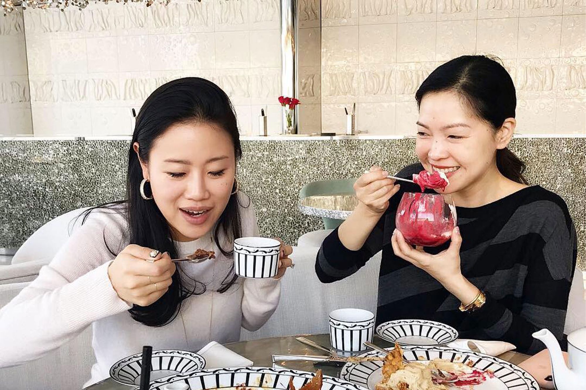 Alicia Yoon eating traditional Korean food