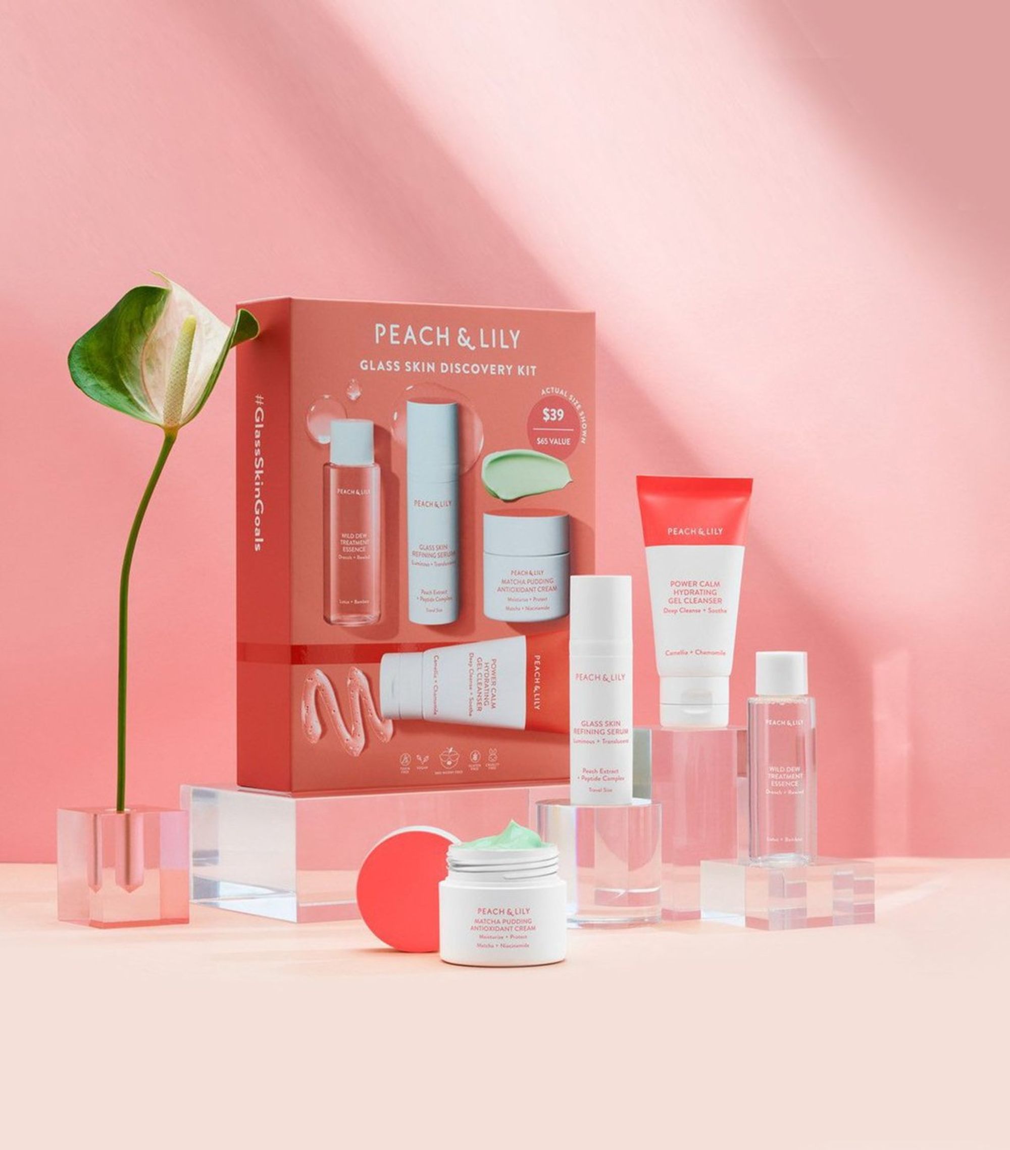 Peach & Lily's Glass Skin Routine Kit with four fantastic products