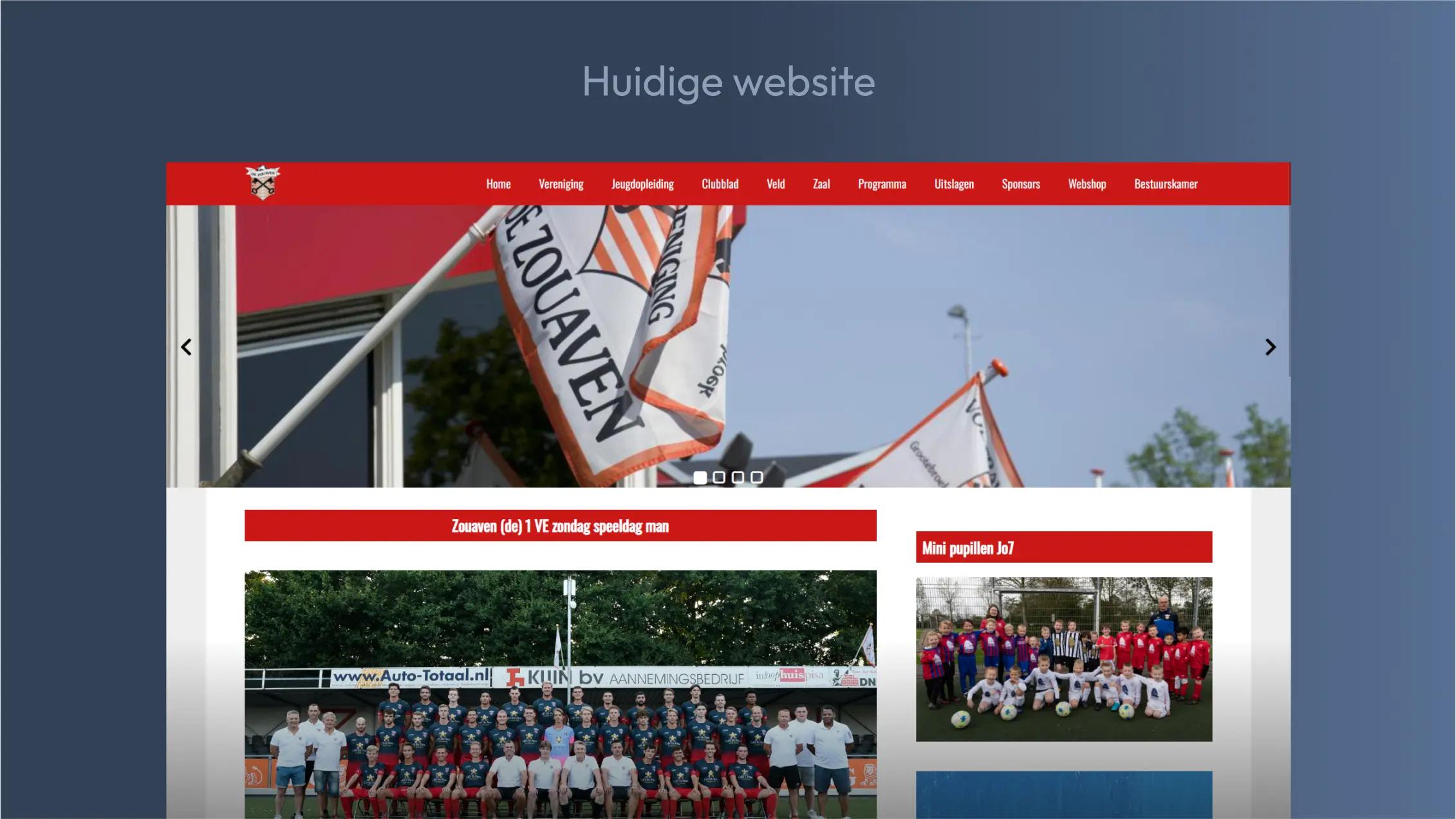 Screenshot herontwerp website De Zouaven