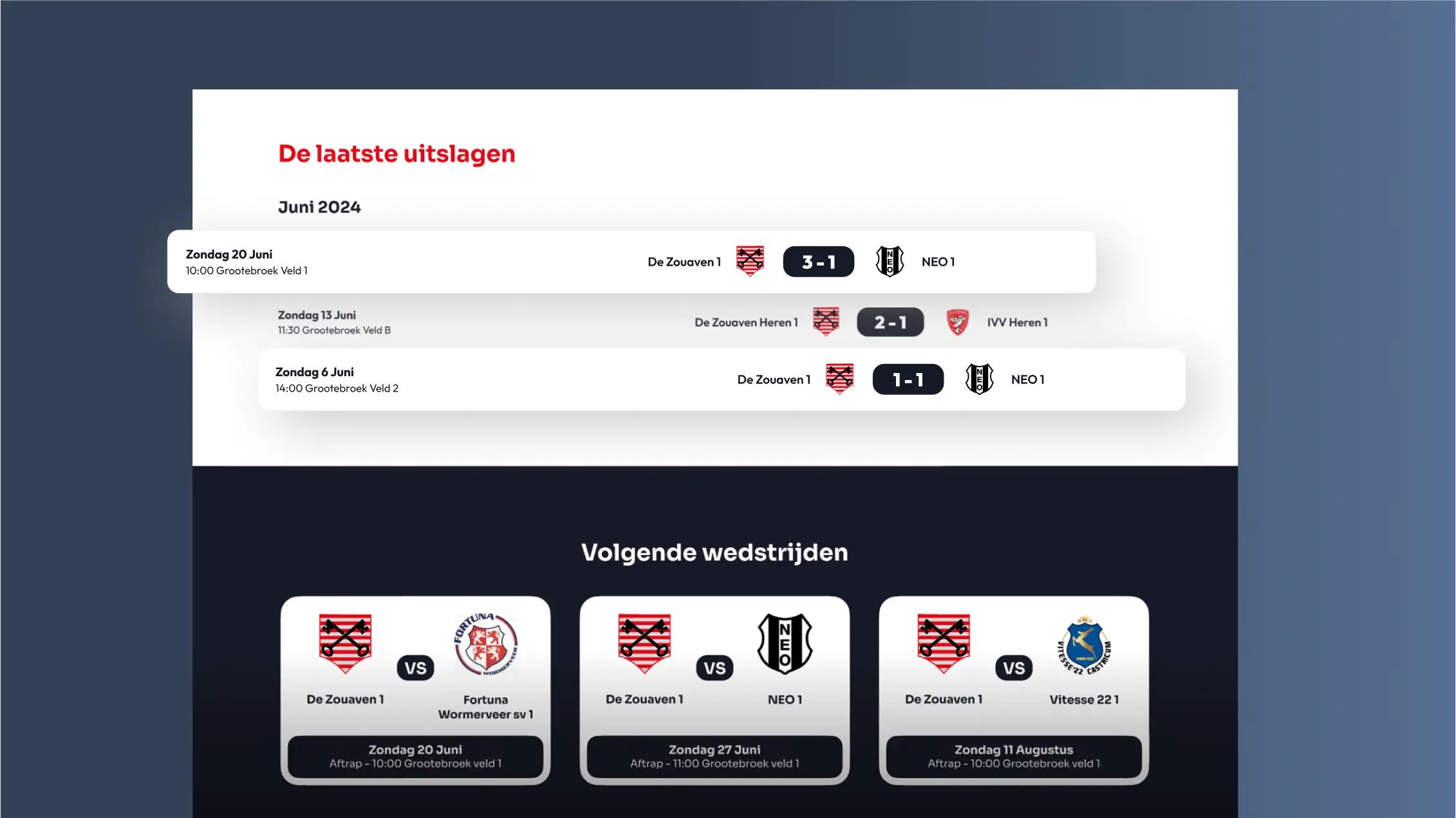 Screenshot herontwerp website De Zouaven