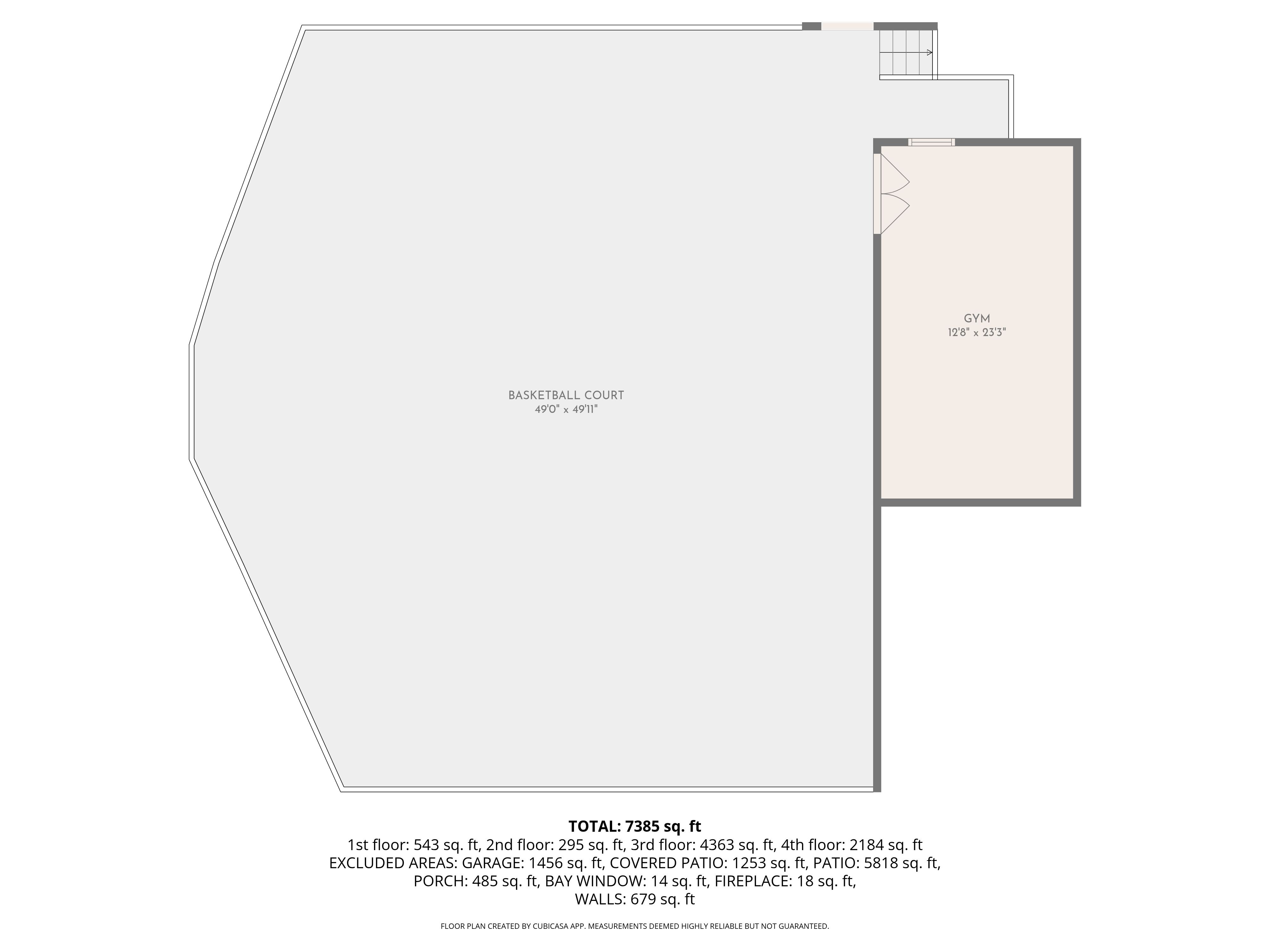 Basketball Court / Gym floor plan for 519 Meadow Grove