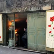 Opium in Bath: Entrance view, to a stylish and atmospheric bar that promises an immersive and unique experience