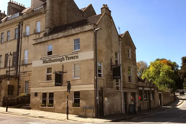 Marlborough Tavern in Bath: Striking view of the historic building, radiating classic charm and offering a cozy pub atmosphere