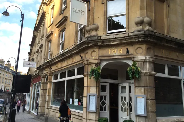 The Hudson Steakhouse in Bath: Elegant front view of a premier steakhouse, known for its top-quality cuts and sophisticated dining experience