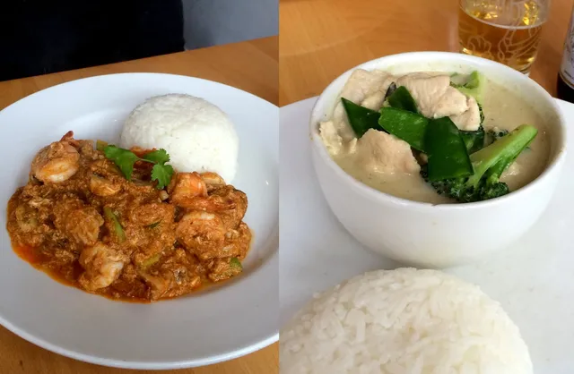 Lunch menu: Red curry of steamed seafood & green chicken curry at Yum Yum Thai