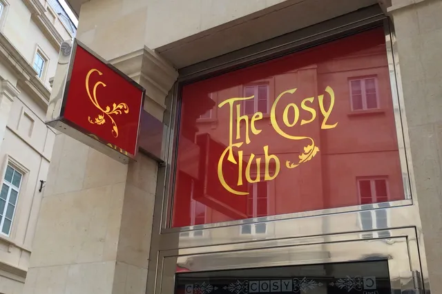 Cosy Club in Bath: Entrance sign above the door