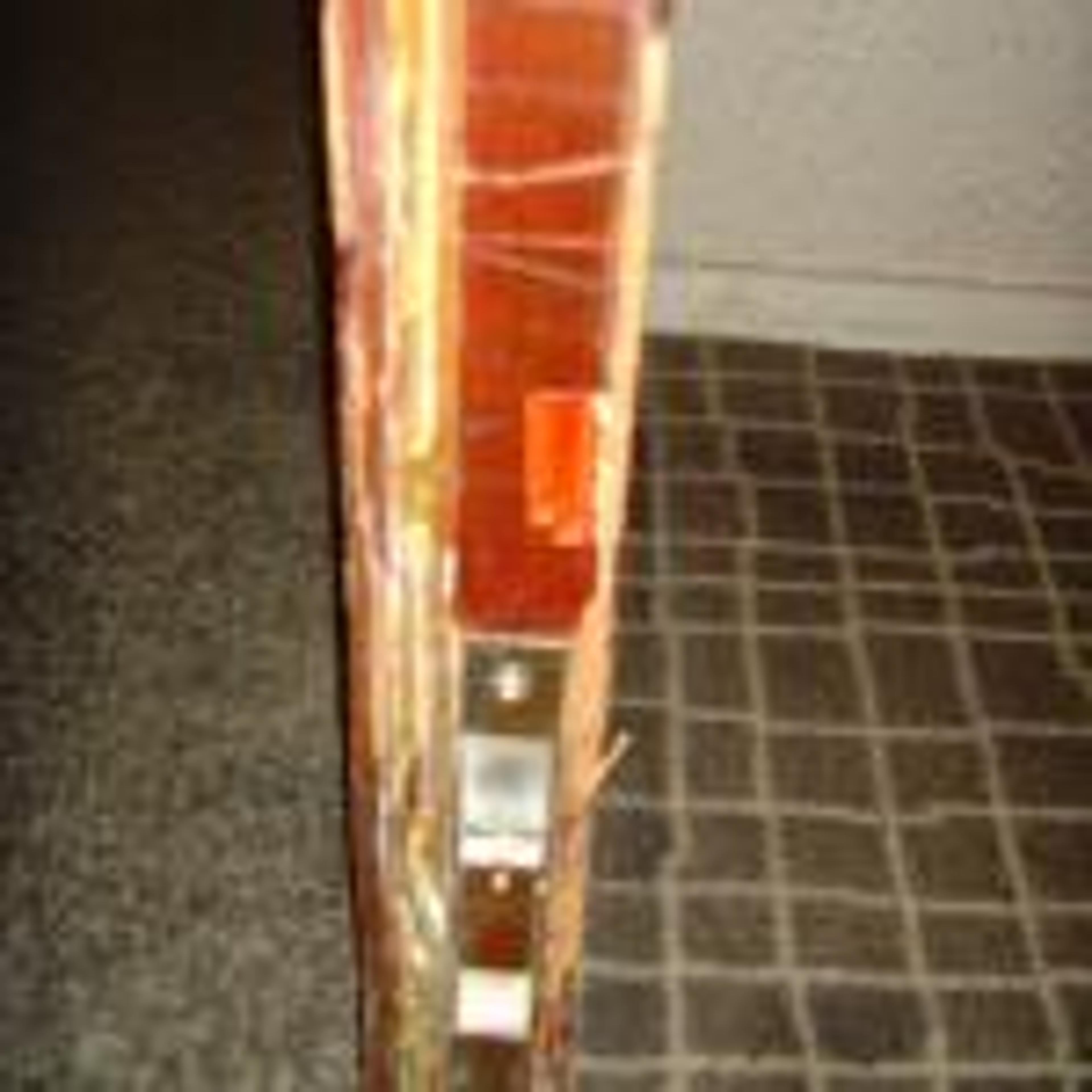 Damaged hotel fire door