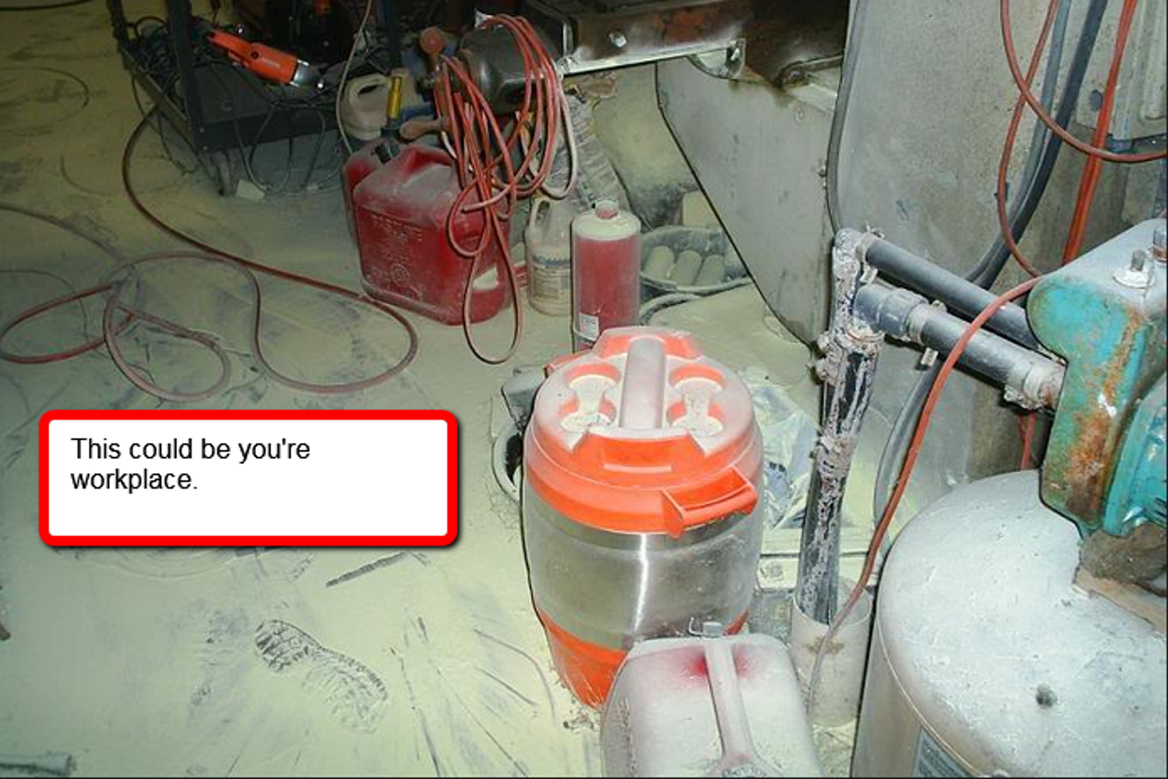 Mess from an expelled powder extinguisher