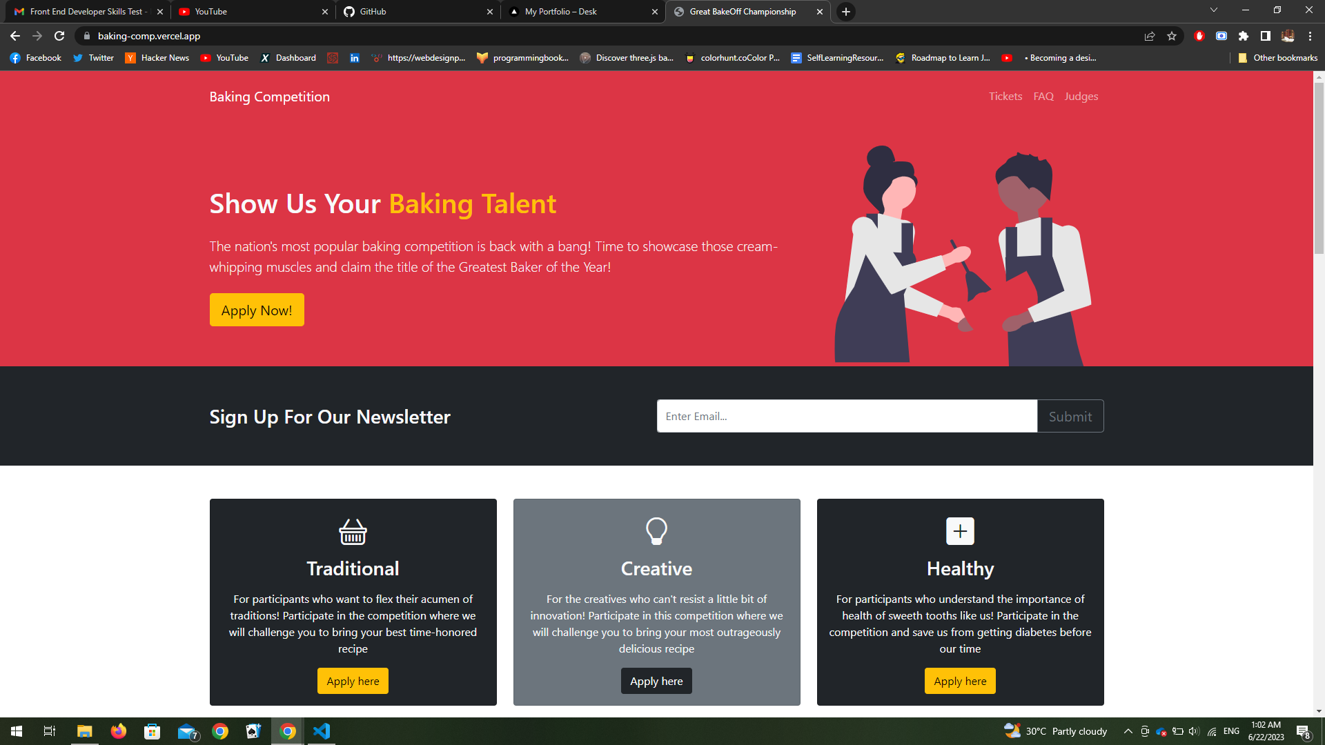 Baking Competition Landing Page