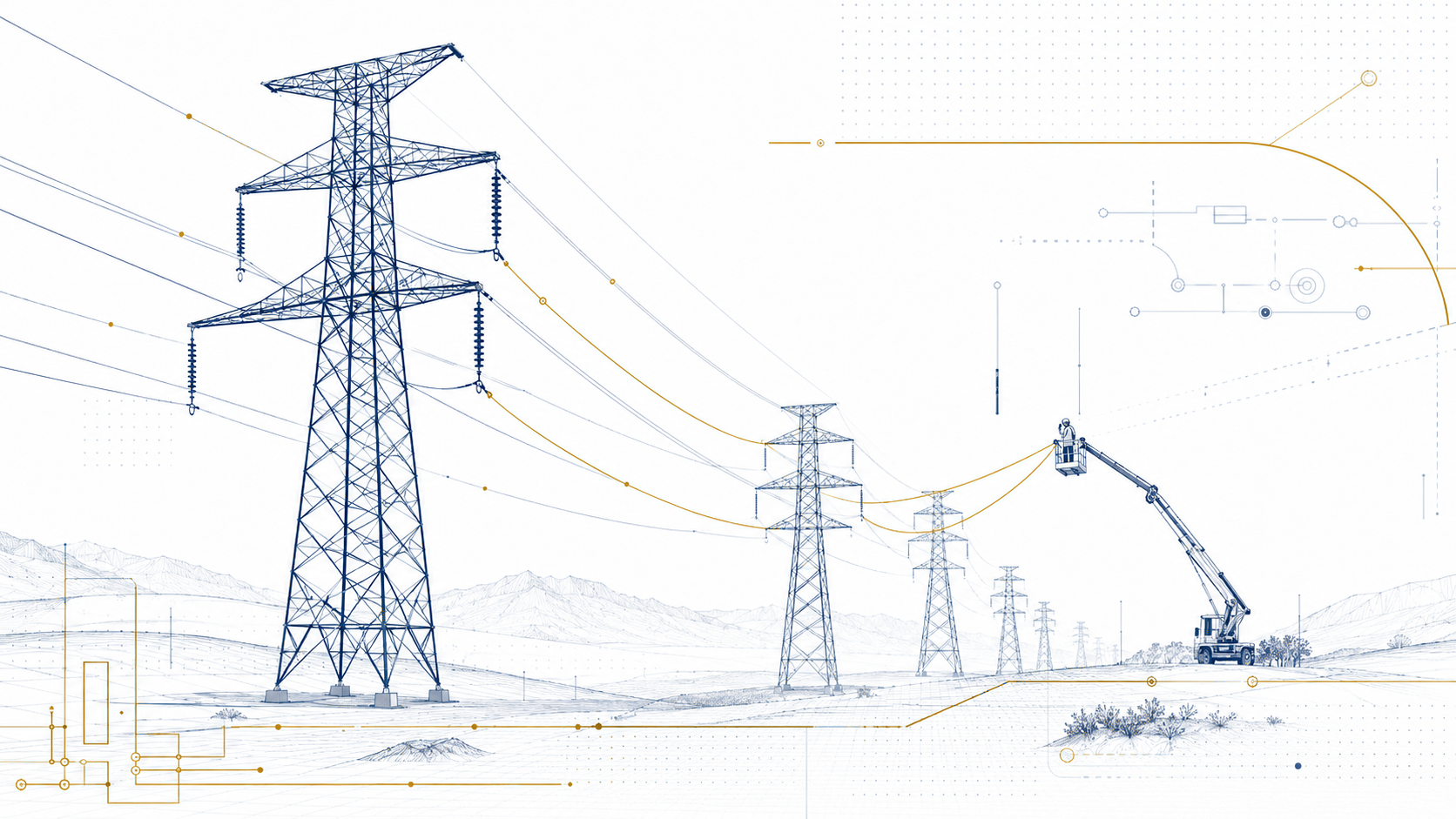 Transmission corridor feeding a substation step-down