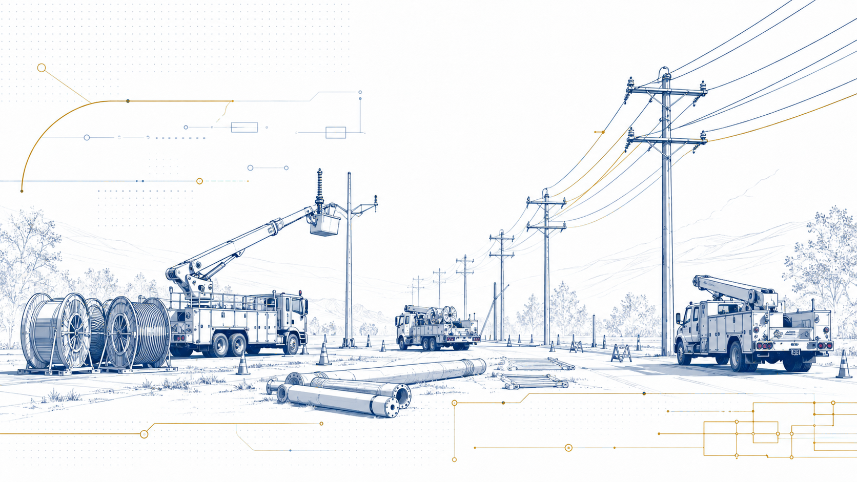 Utility construction corridor during restoration work