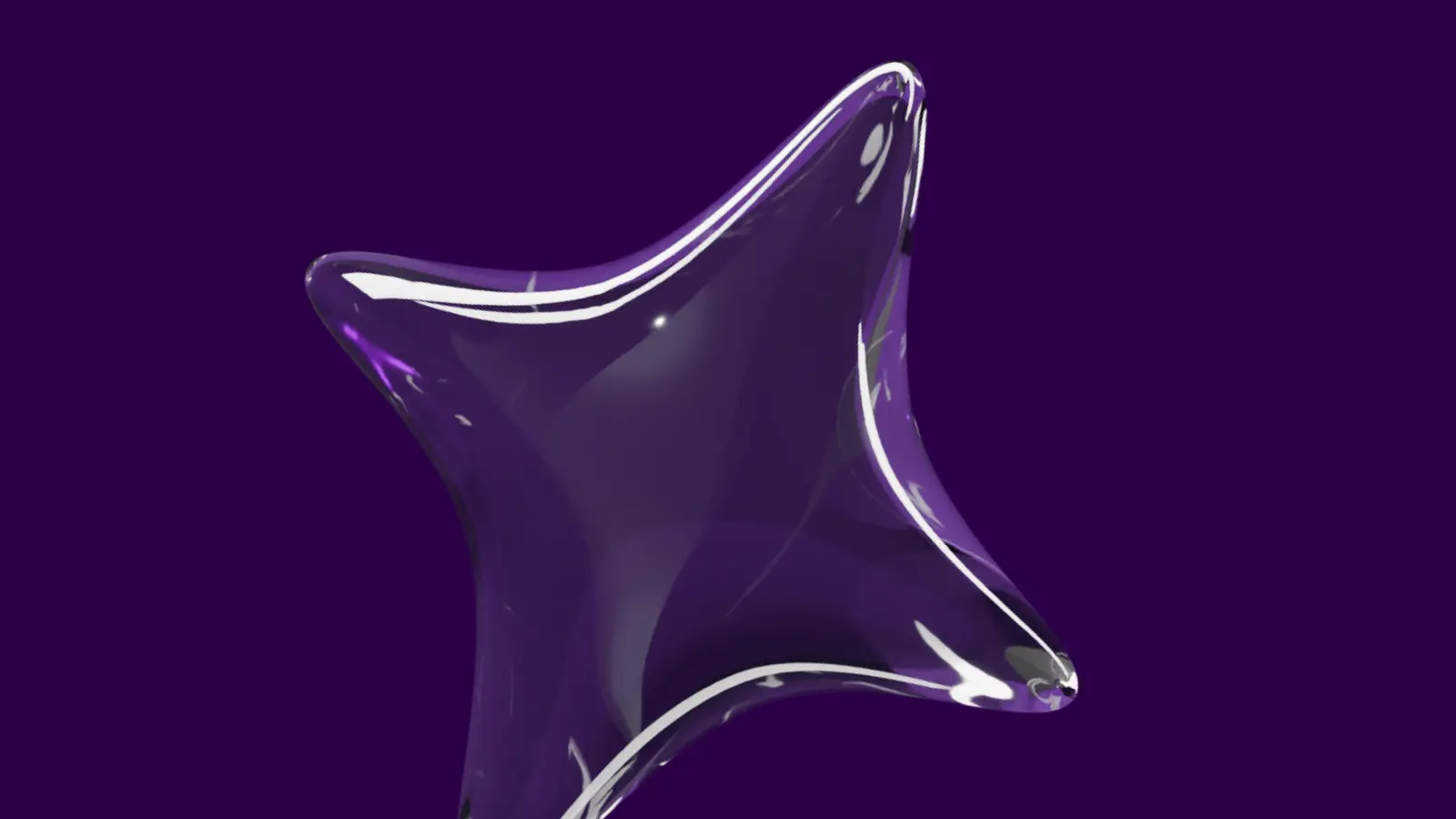 Translucent purple star with glossy highlights on a dark purple background.