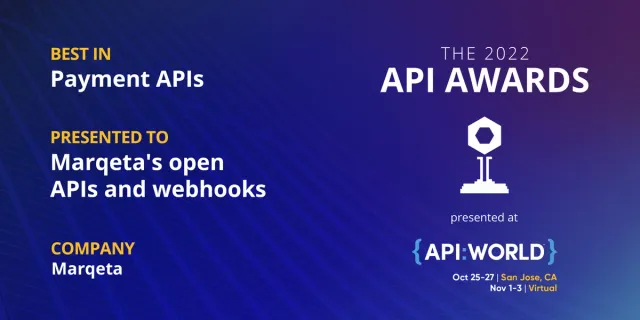 Marqeta wins 2022 API Award for Best in Payments APIs