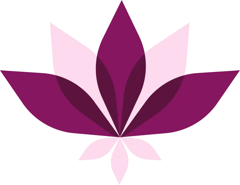 Stylized lotus flower in shades of purple and pink.