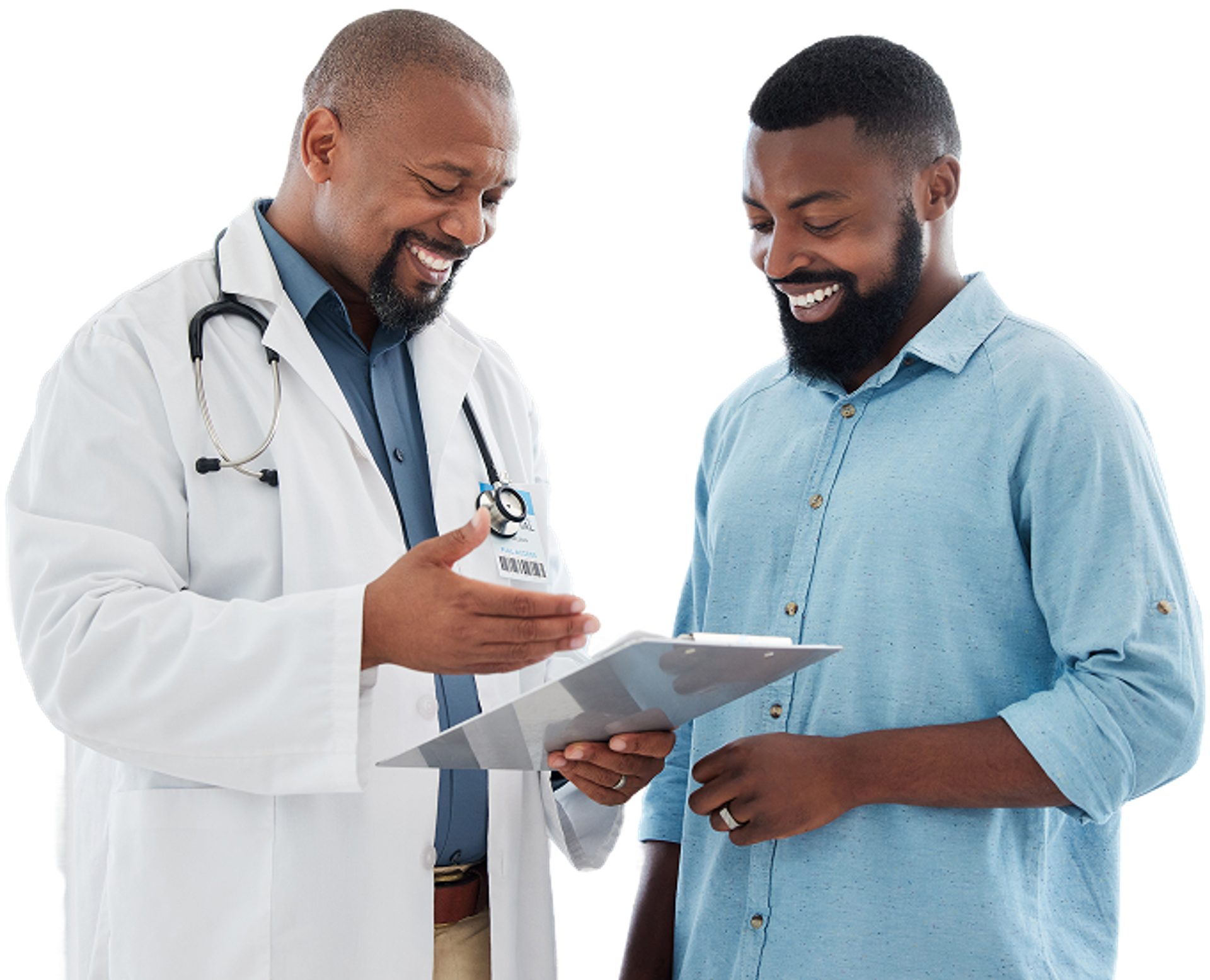 Doctor and patient happy with positive diagnostic