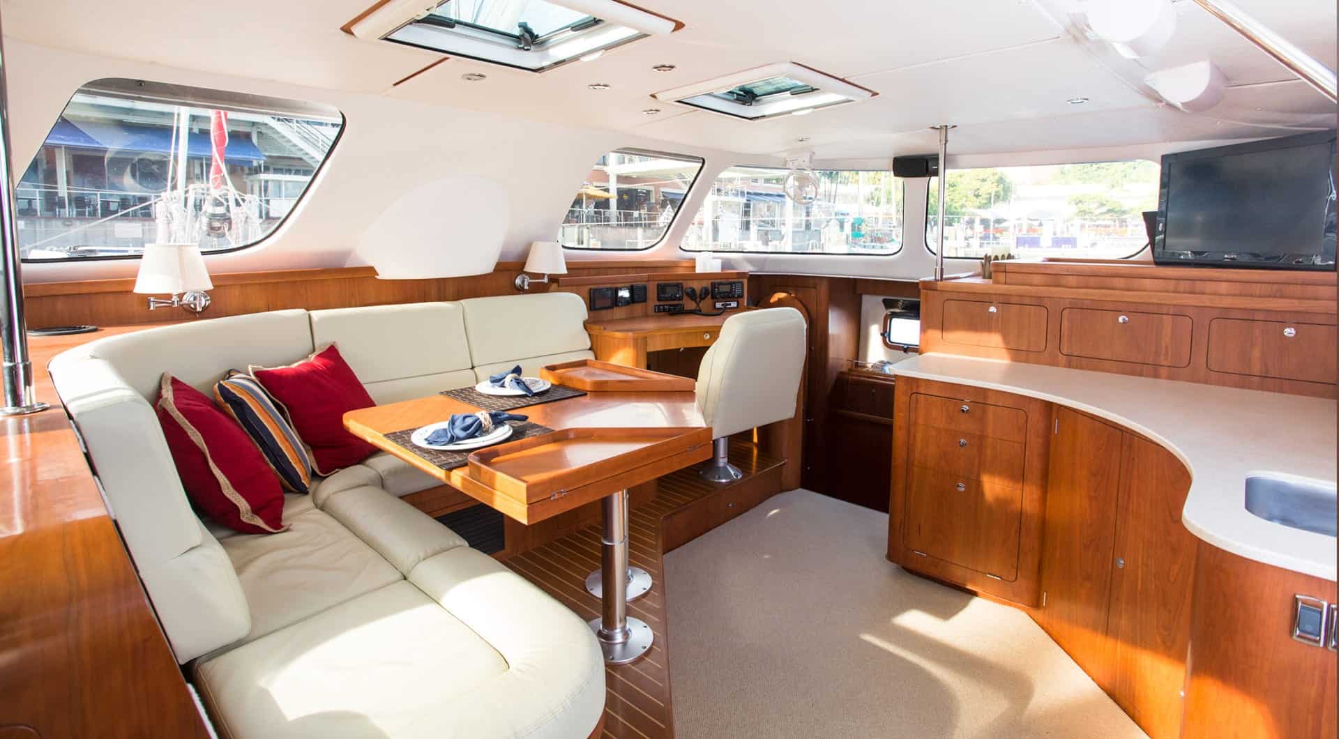 Antares 44 saloon arranged for calm liveaboard living
