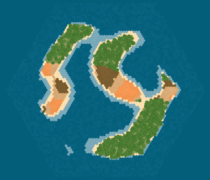 A procedurally generated world map.