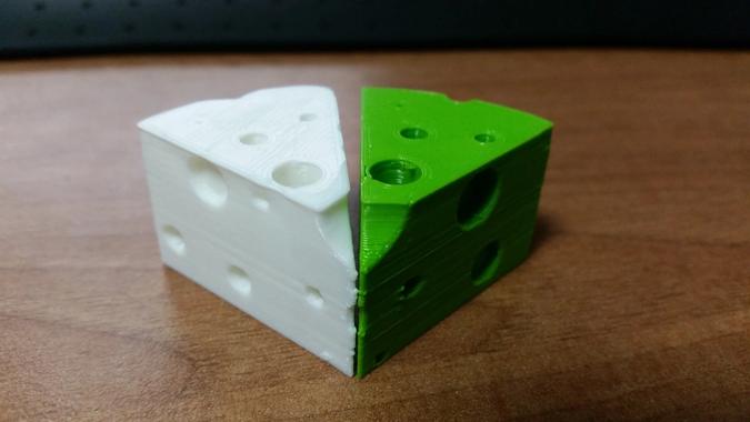 2 pieces of 3d printed cheese