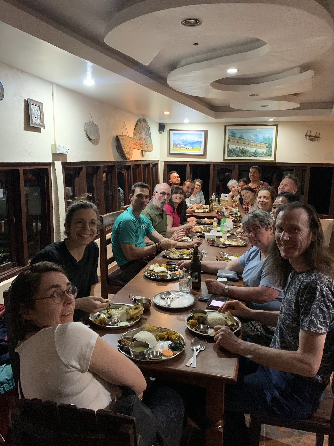 A group of guests having dinner together