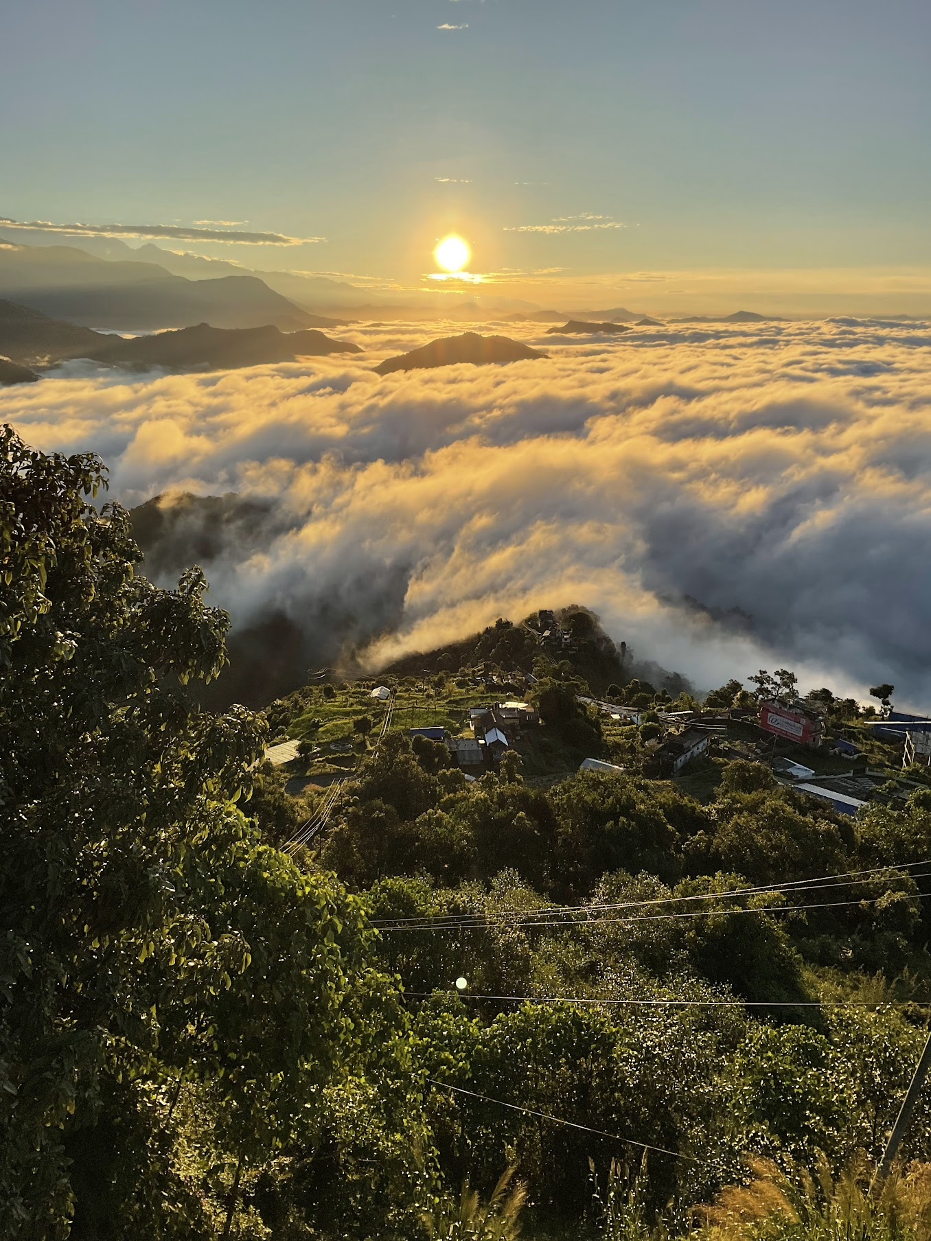 Sunrise over a sea of clouds, seen from Sarangkot