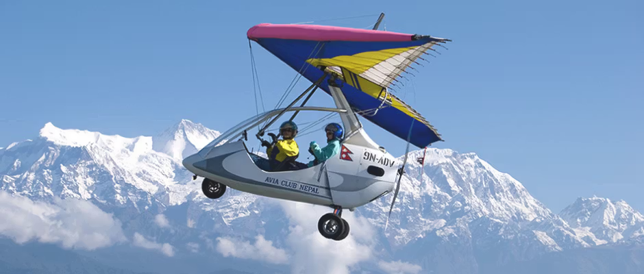 glider in the foreground, mountain in the background