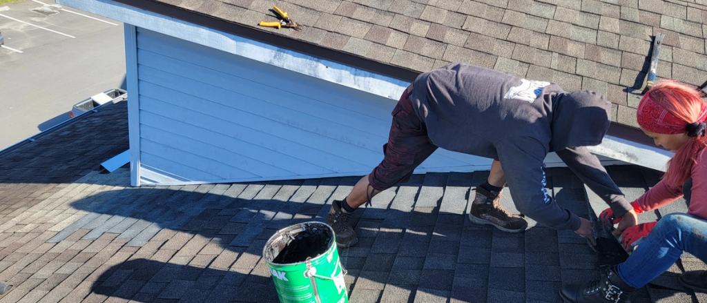 Progress of residential shingle repair