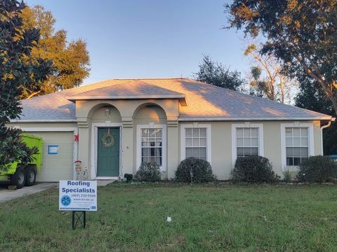 Re-roof after photo: completed roof replacement with the new roof surface installed, view 2 of 4