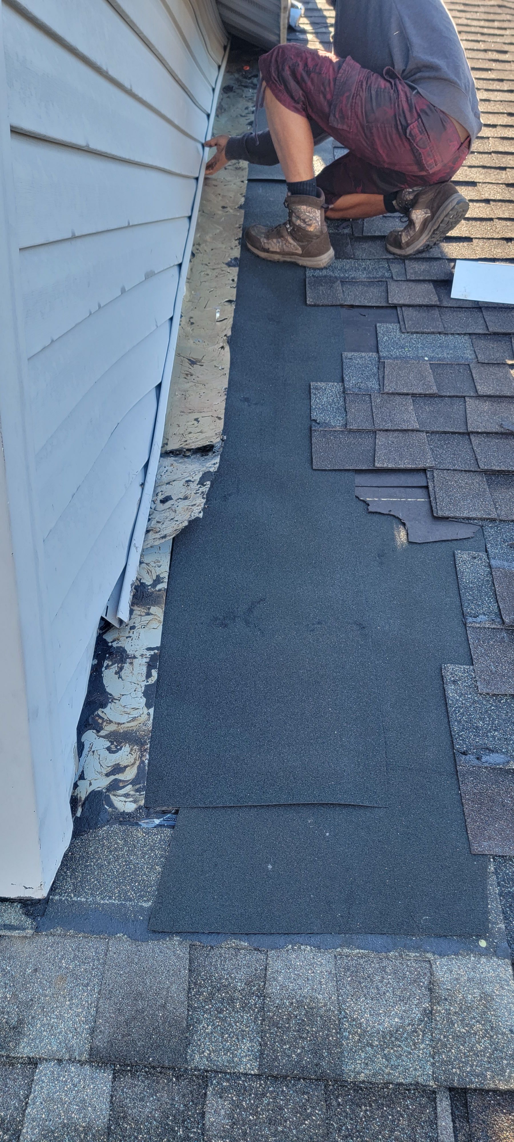 Roof repair in progress
