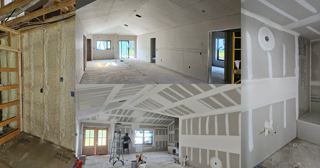 Barndominium new build interior process photo: interior work in progress during the construction