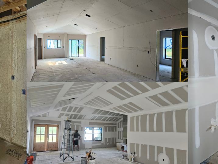 Barndominium new build interior process photo: interior work in progress during the construction