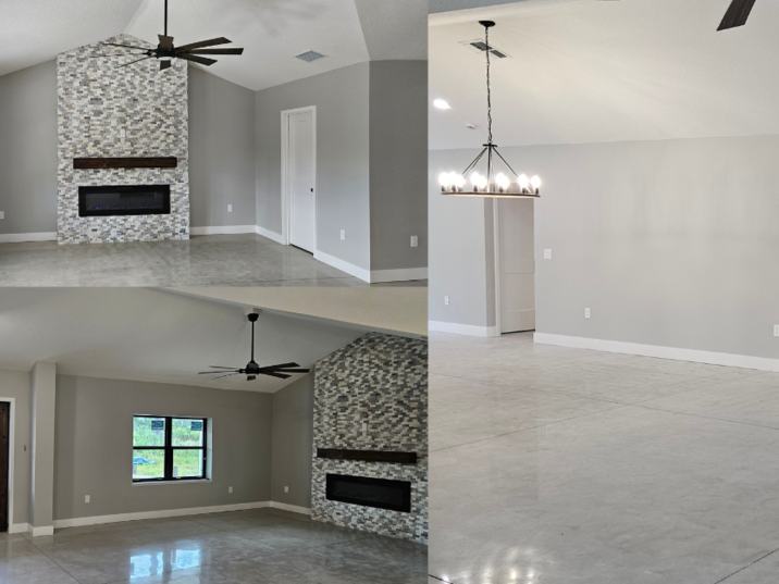 Barndominium new build interior final photo: the finished interior of the completed barndominium, view 2 of 3