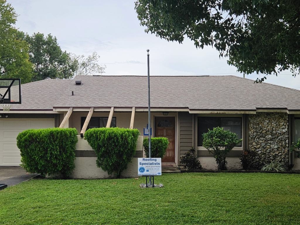 Re-roof after photo: completed roof replacement with the new roof surface installed, view 4 of 4