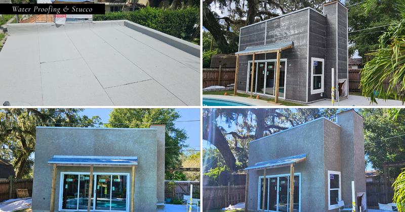 New home build water proofing and stucco photo: exterior walls waterproofed with stucco applied