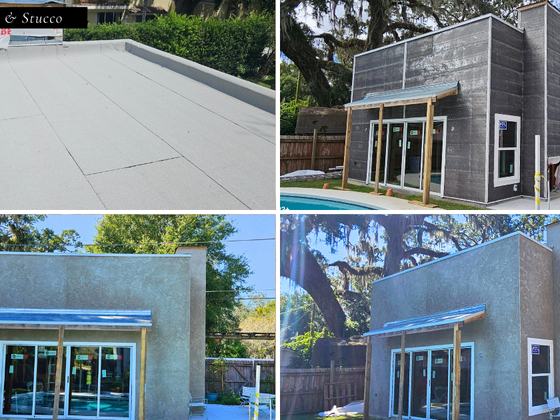New home build water proofing and stucco photo: exterior walls waterproofed with stucco applied