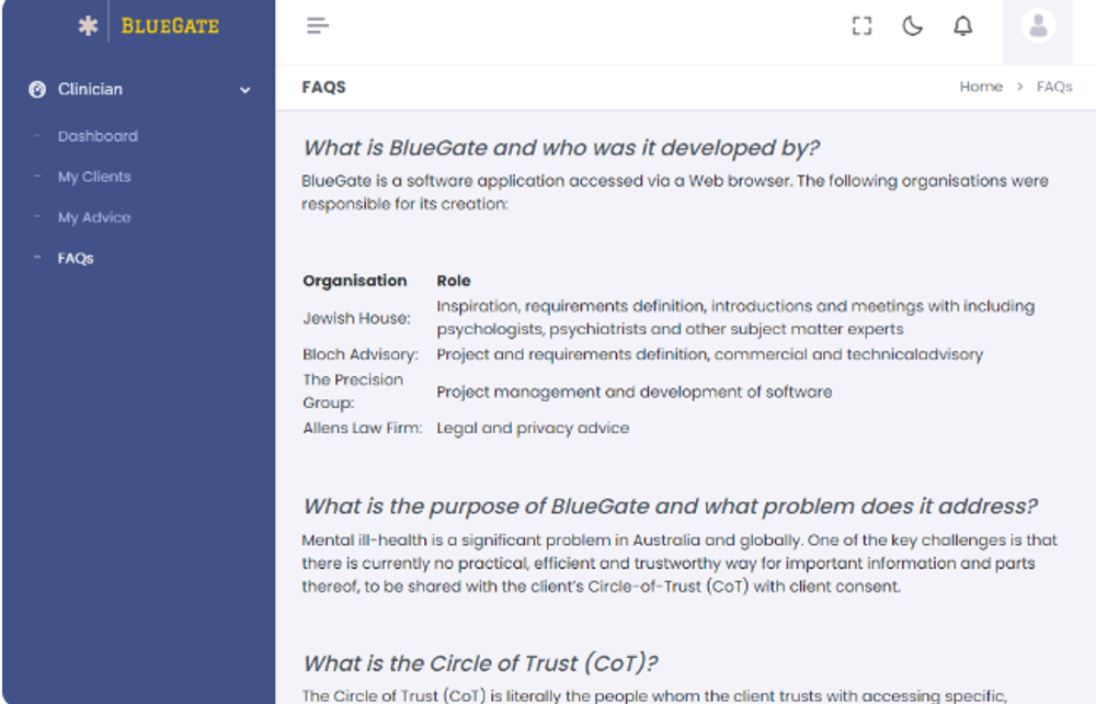Showcase — Clinician FAQs on sharing information with a Circle of Trust