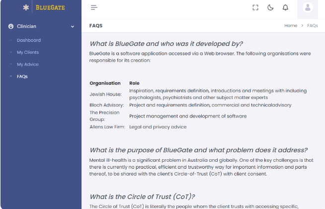 Showcase — Clinician FAQs on sharing information with a Circle of Trust