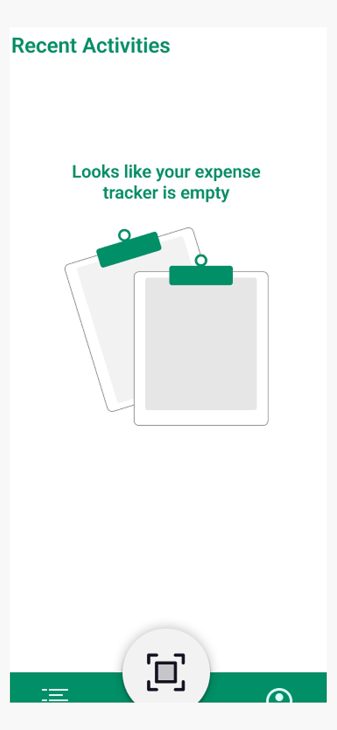 Mobile app — Empty recent activity