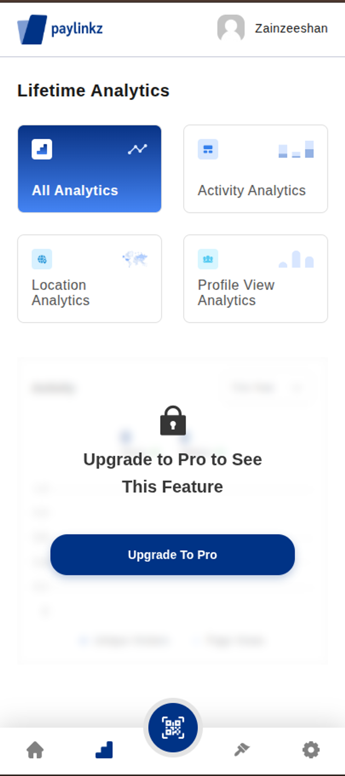 Analytics — Mobile app lifetime analytics and Pro upgrade
