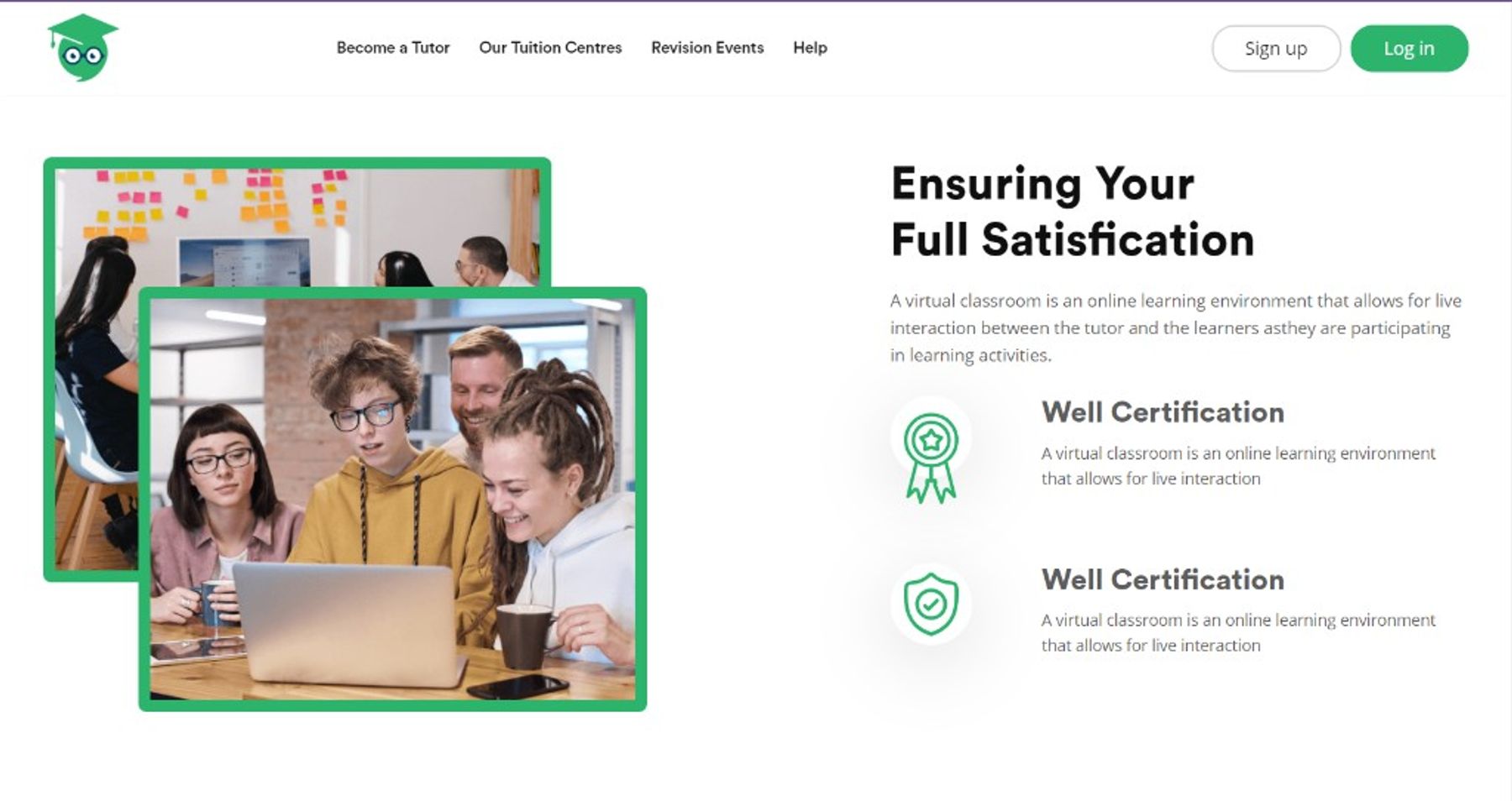 Website — About section with overlapping study photography